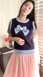 Heart Bow Point Woll Knit Vest