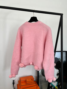 pompom pastel pink knit top