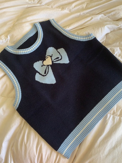 Heart Bow Point Woll Knit Vest