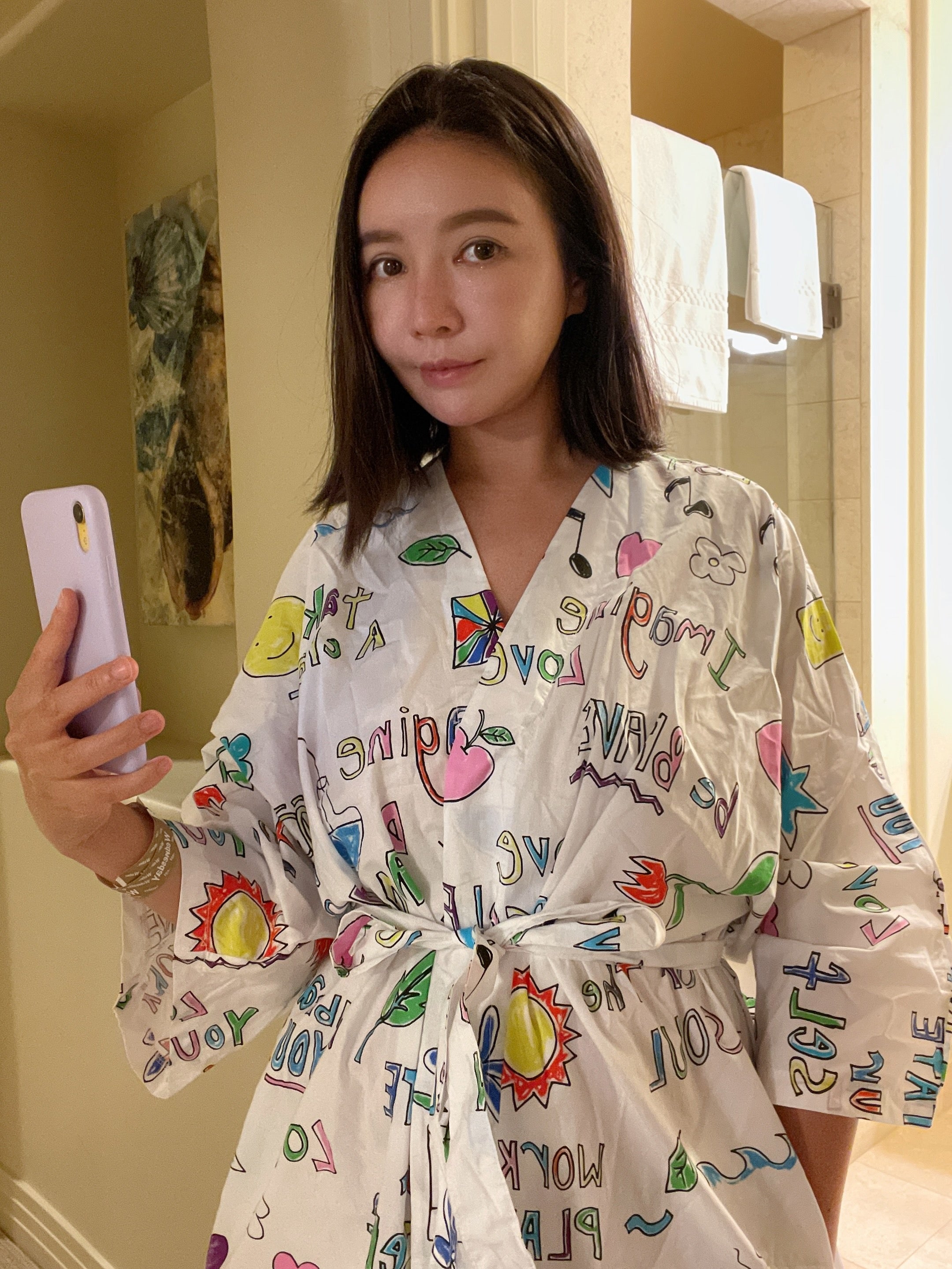 Happy Face Cotton Robe _ 2 Colors