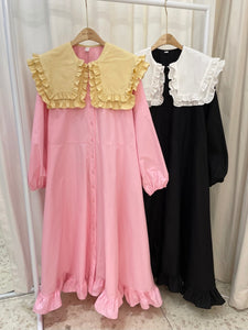 Big Sailor Collar Long Dress _ 2 colors