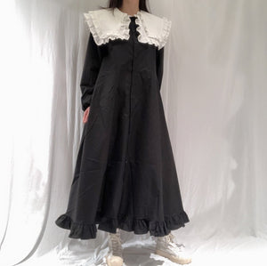 Big Sailor Collar Long Dress _ 2 colors